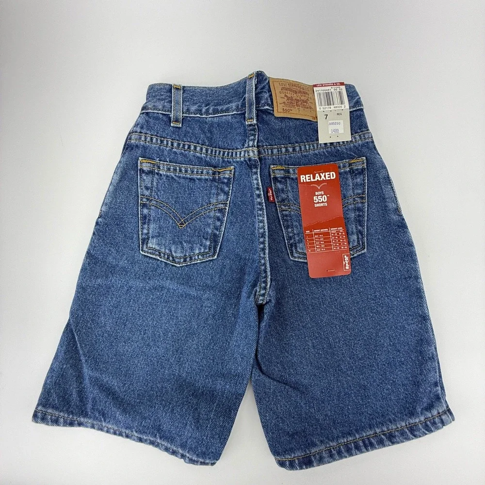 Vintage 90s Levis Boys Denim Shorts Size 7 Blue NWT NOS Y2K